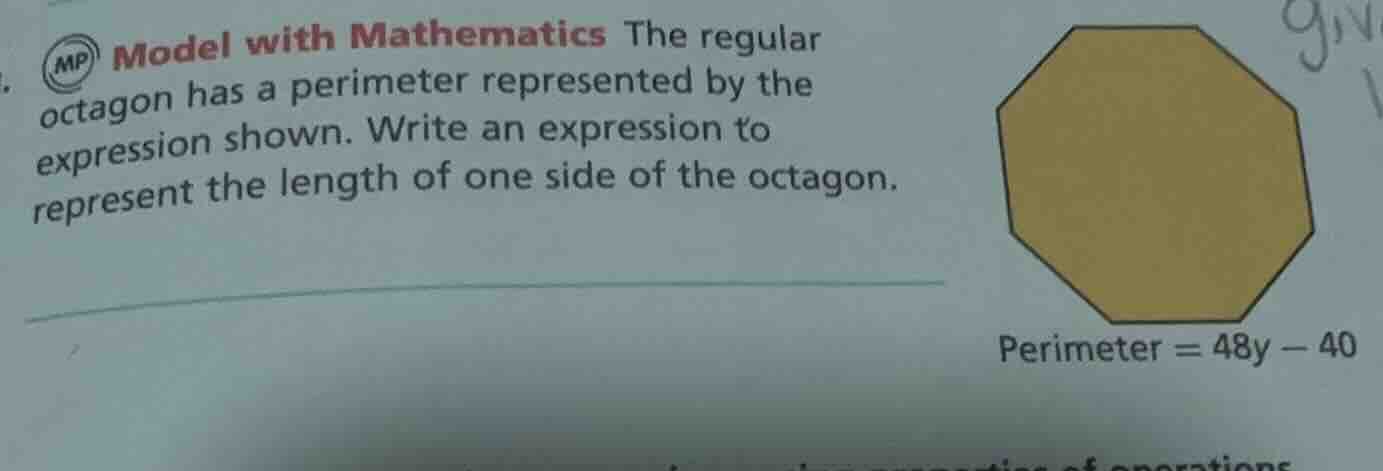 model with mathematics the regular octagon has a perimeter represented …