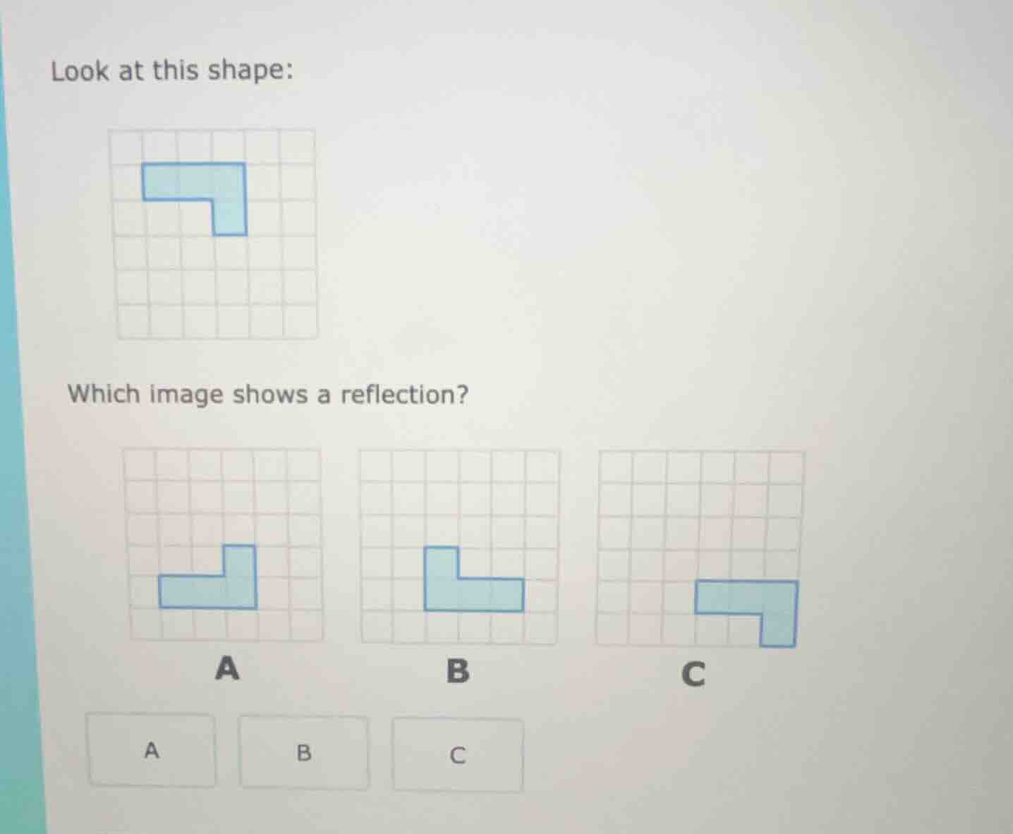 look at this shape: image of a blue l - shaped figure on a grid which i…