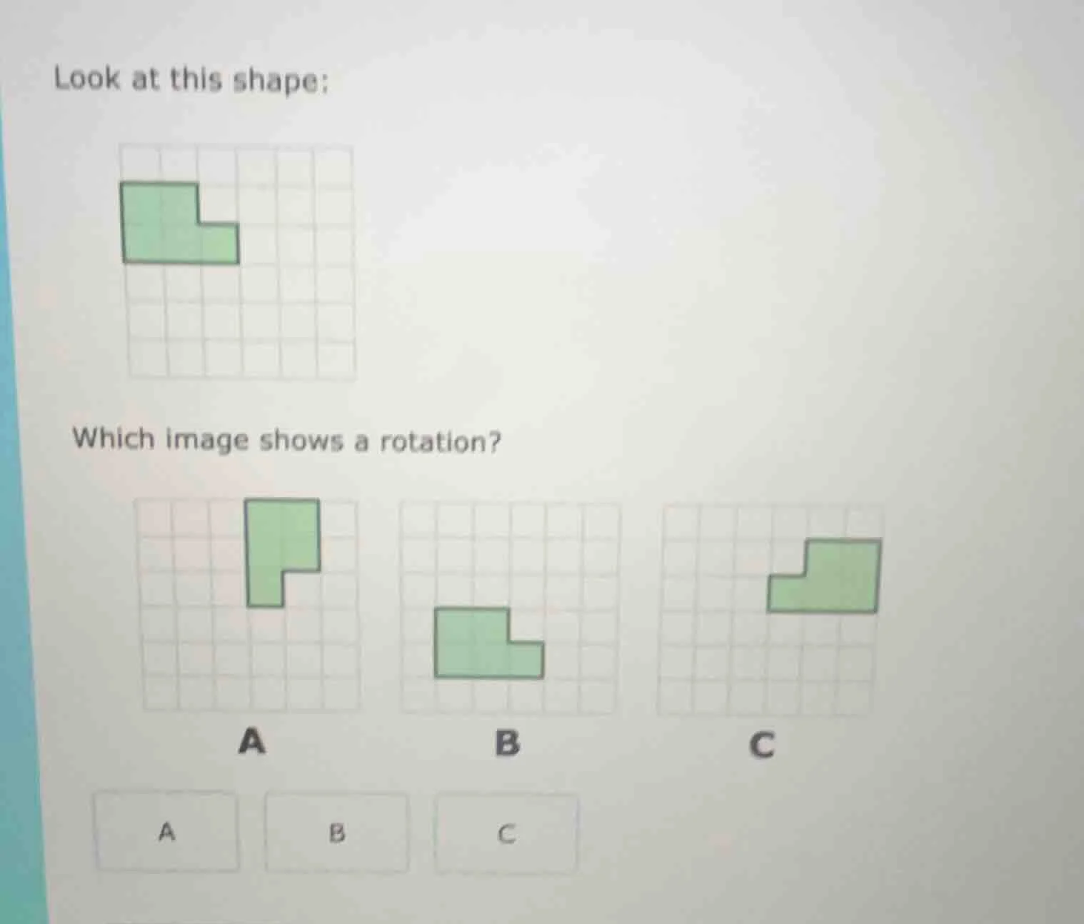 look at this shape: image of a green l - shaped figure on a grid which …