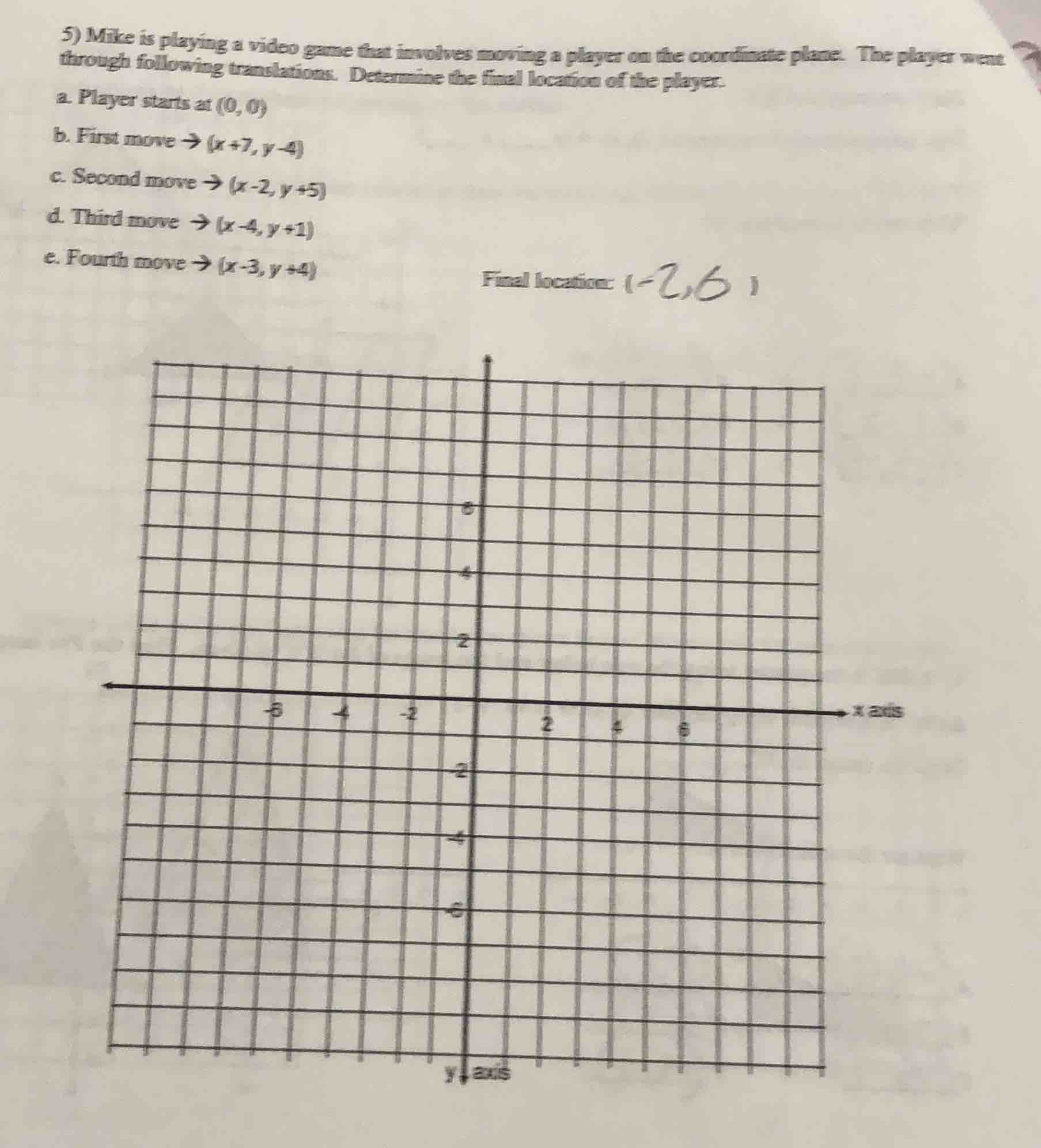 5) mike is playing a video game that involves moving a player on the co…