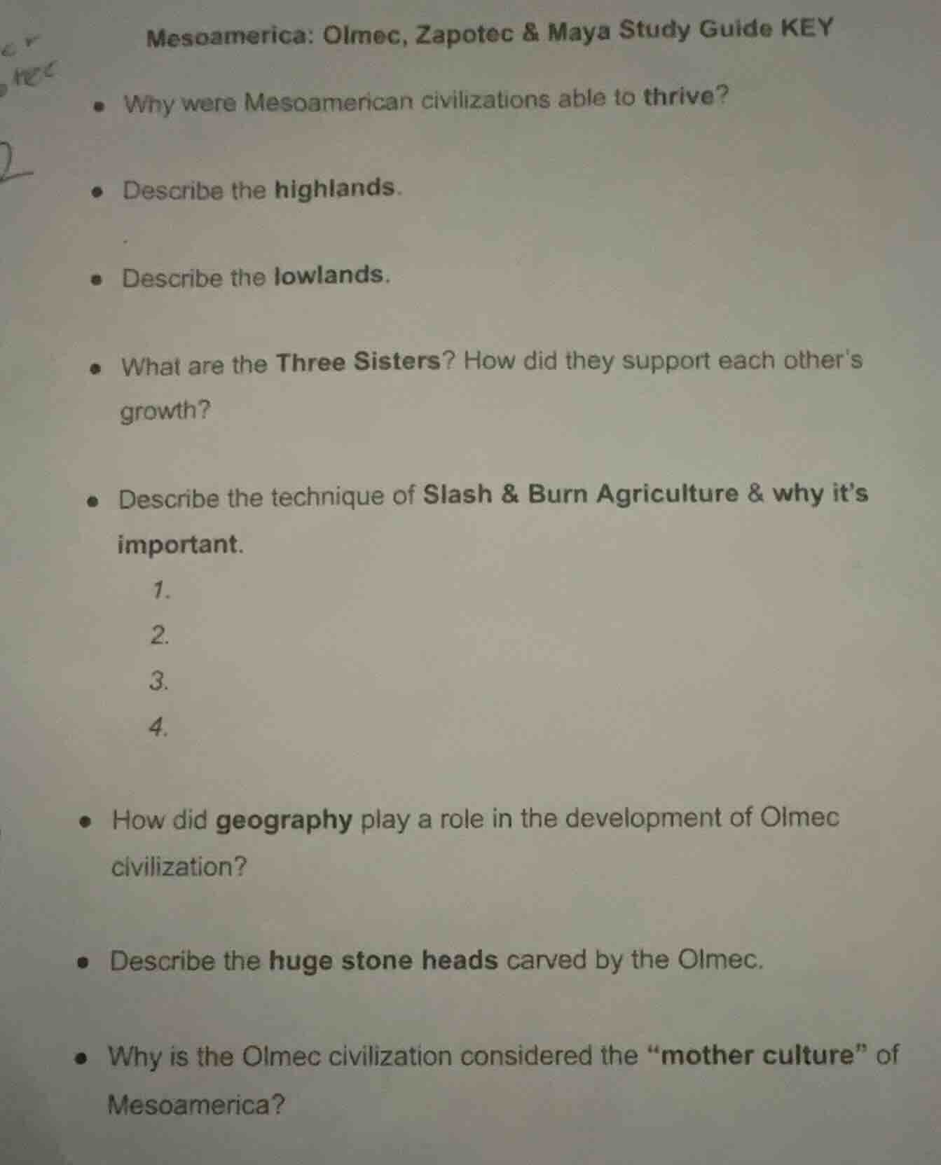 mesoamerica: olmec, zapotec & maya study guide key - why were mesoameri…
