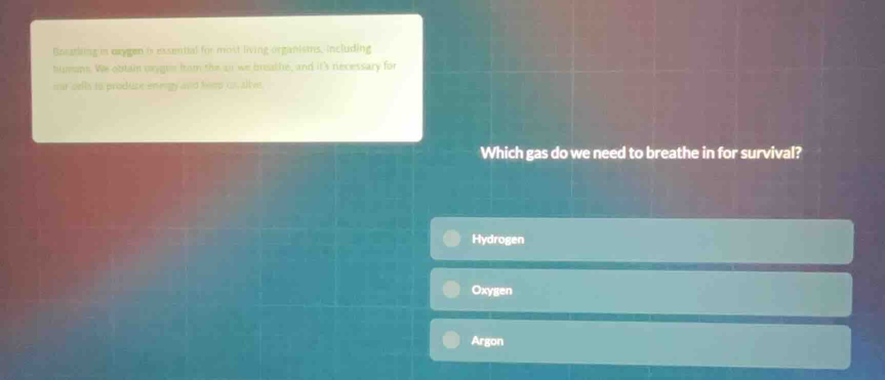 breathing in oxygen is essential for most living organisms, including h…