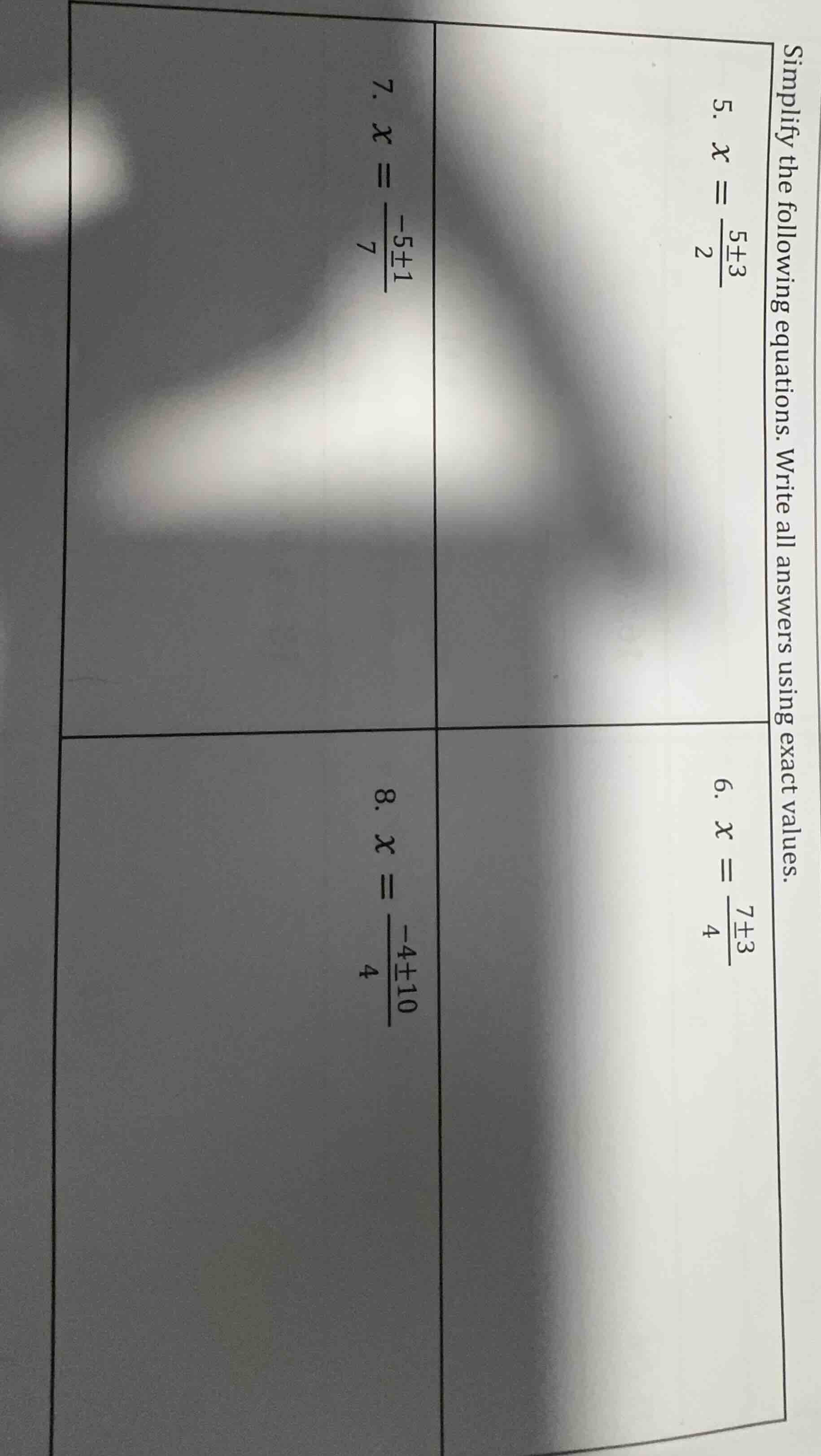 simplify the following equations. write all answers using exact values.…