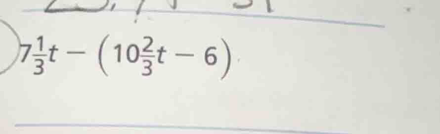 7\\frac{1}{3}t - \\left(10\\frac{2}{3}t - 6\ ight)