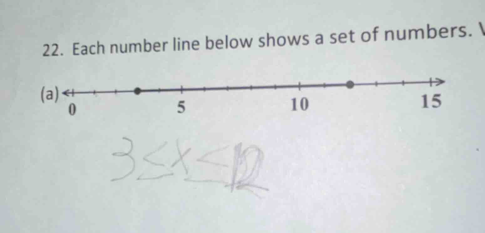 22. each number line below shows a set of numbers. (a)