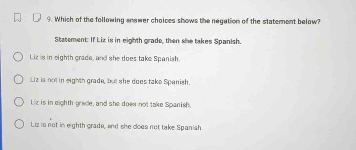 9. which of the following answer choices shows the negation of the stat…