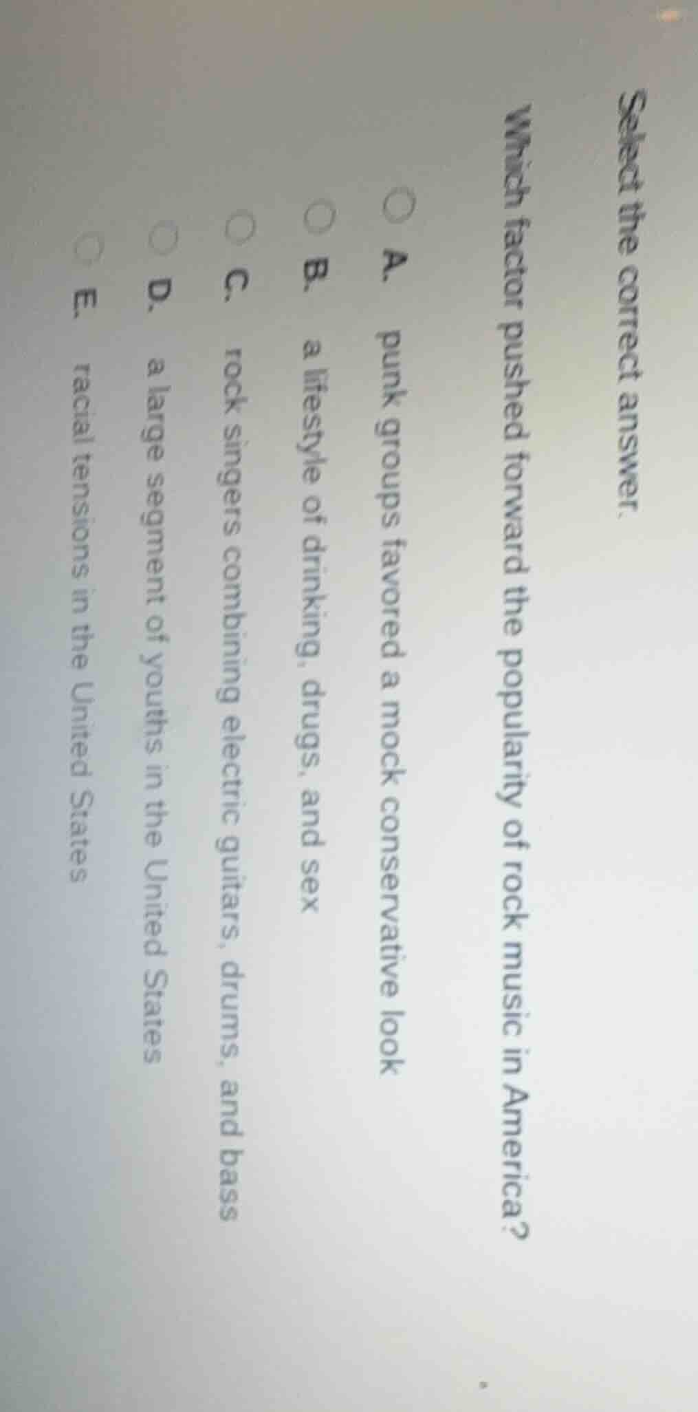 select the correct answer. which factor pushed forward the popularity o…