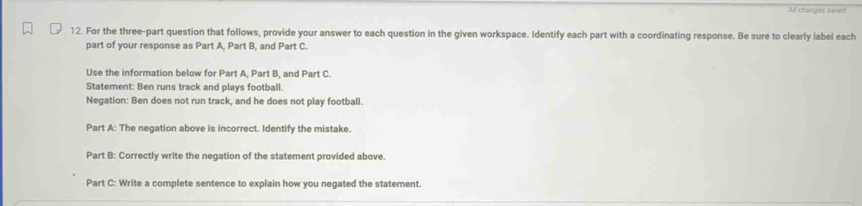 12. for the three - part question that follows, provide your answer to …