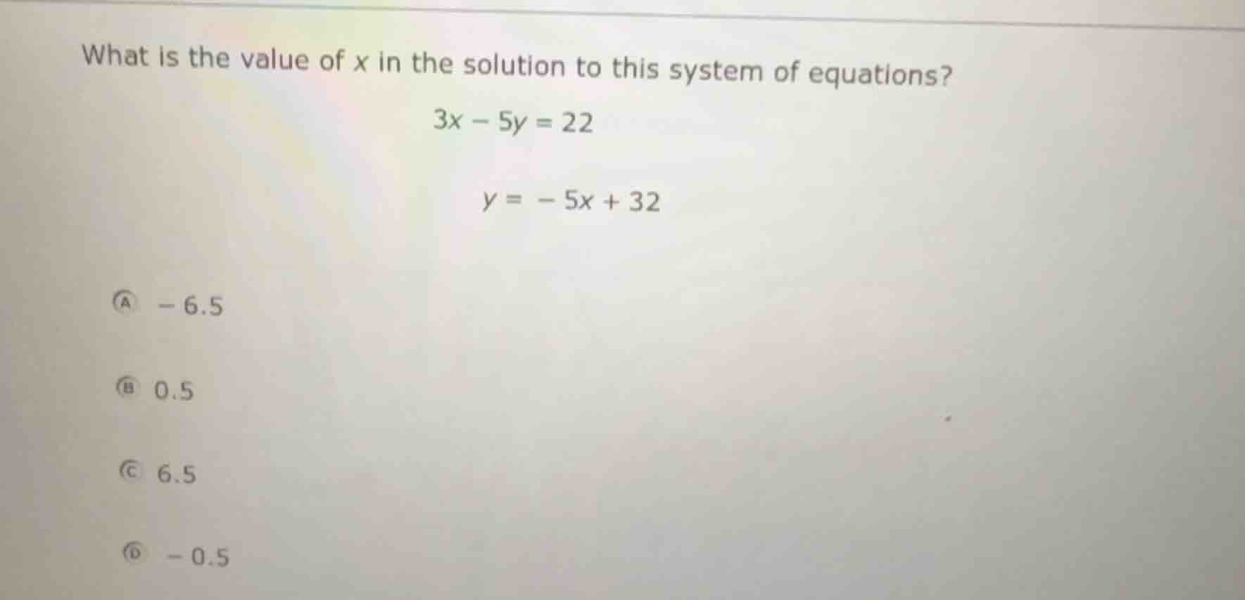 what is the value of x in the solution to this system of equations? 3x …