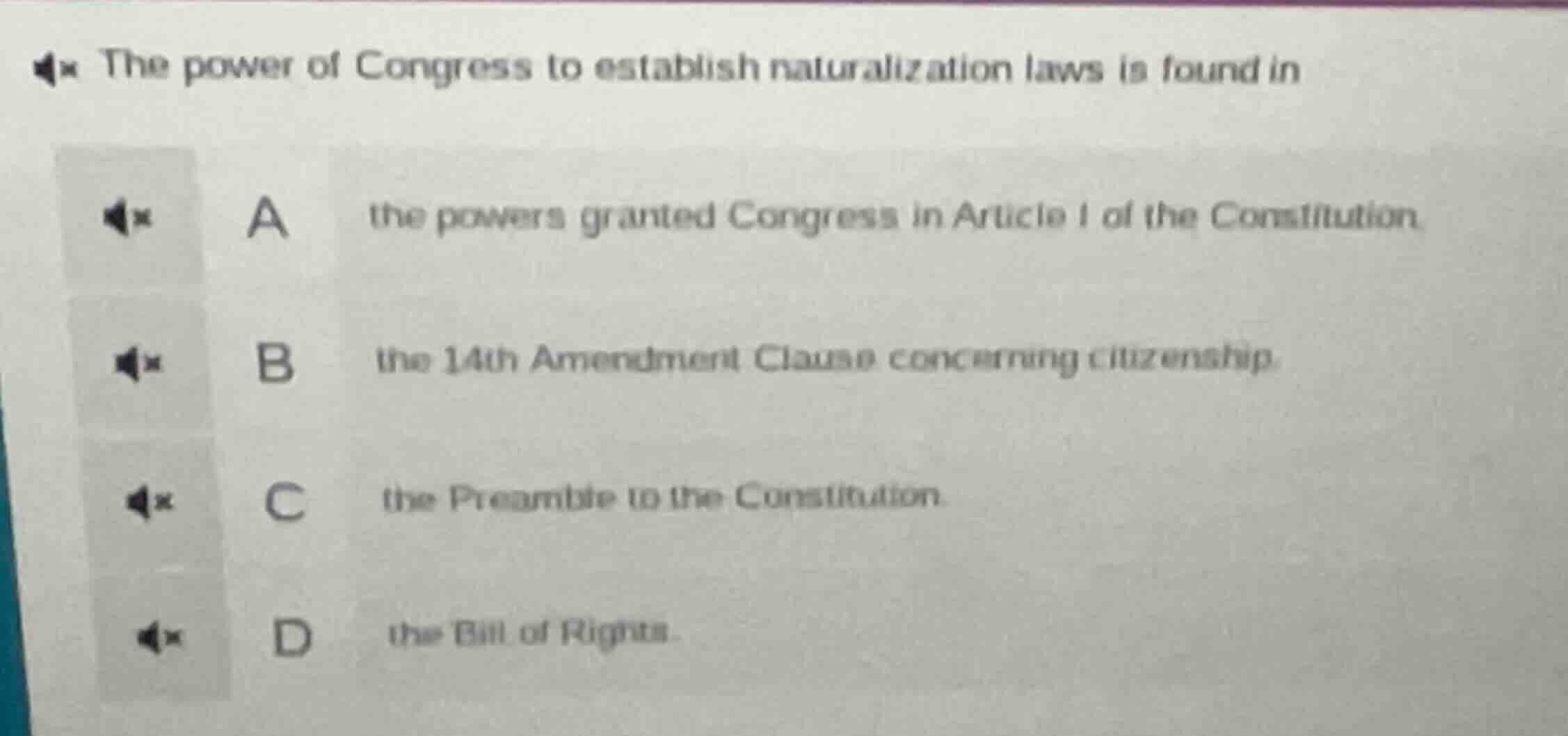 the power of congress to establish naturalization laws is found in a th…