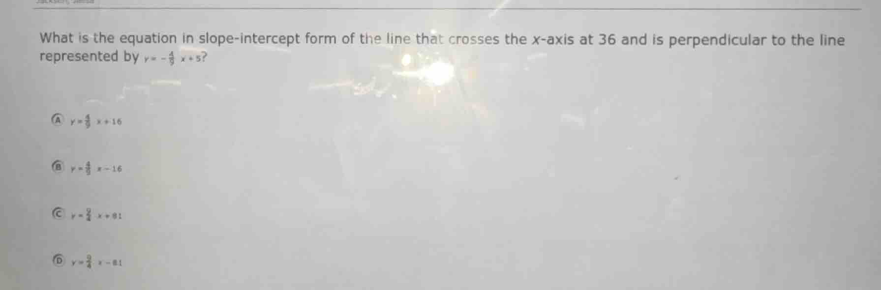 what is the equation in slope - intercept form of the line that crosses…
