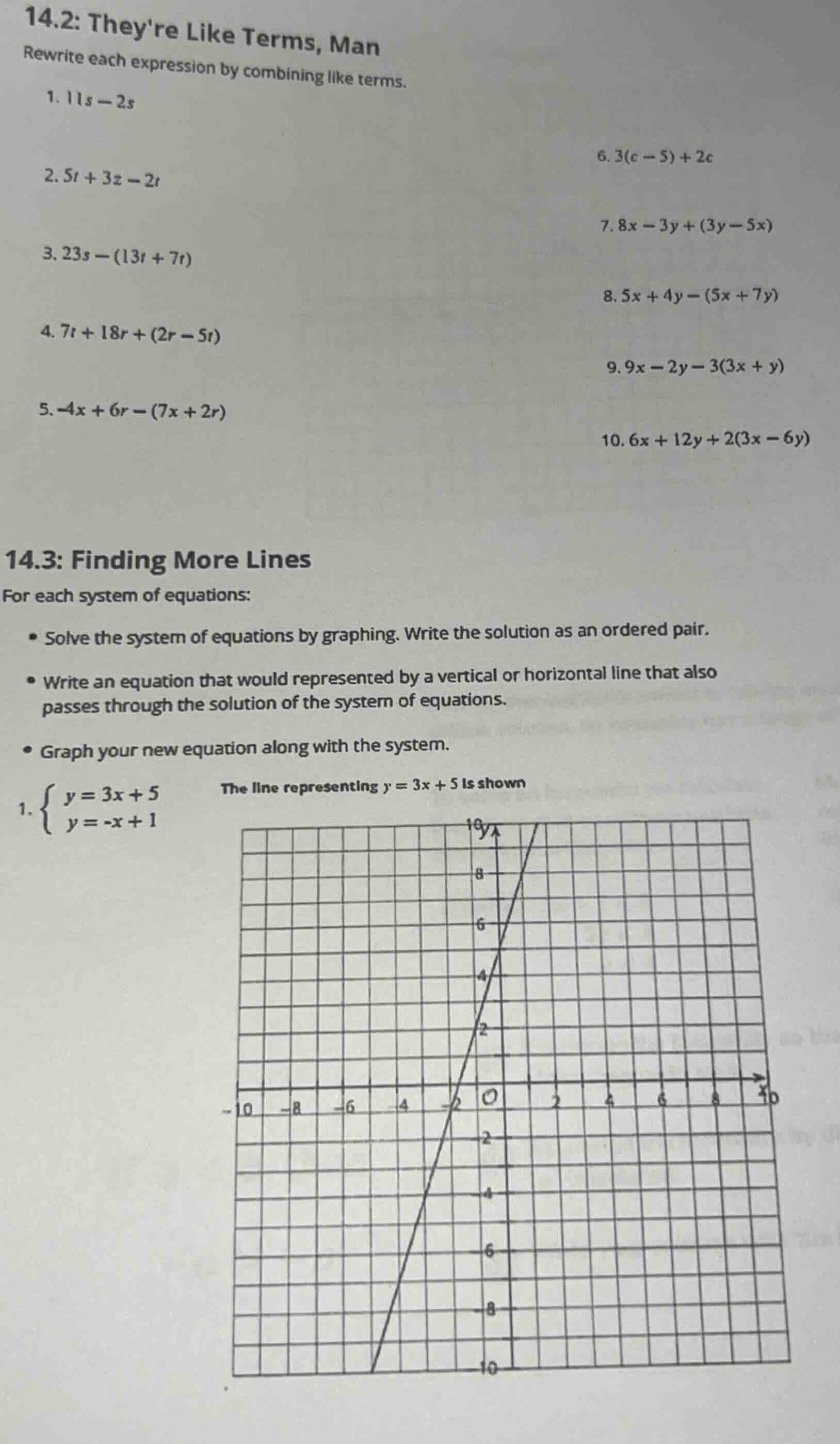 14.2: theyre like terms, man rewrite each expression by combining like …