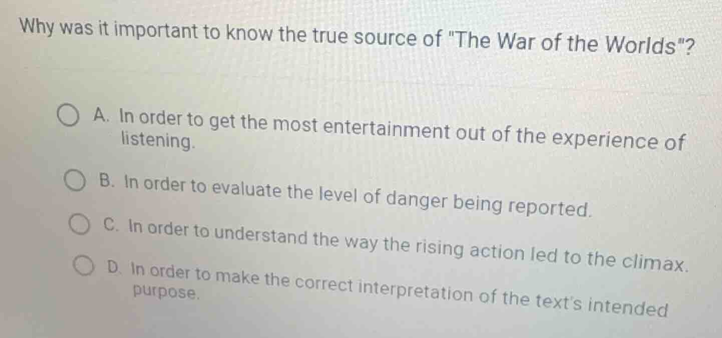 why was it important to know the true source of \the war of the worlds\…