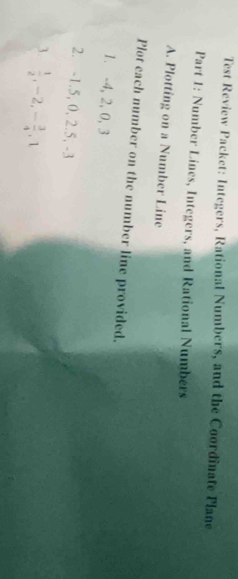 test review packet: integers, rational numbers, and the coordinate plan…