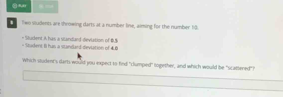8 two students are throwing darts at a number line, aiming for the numb…