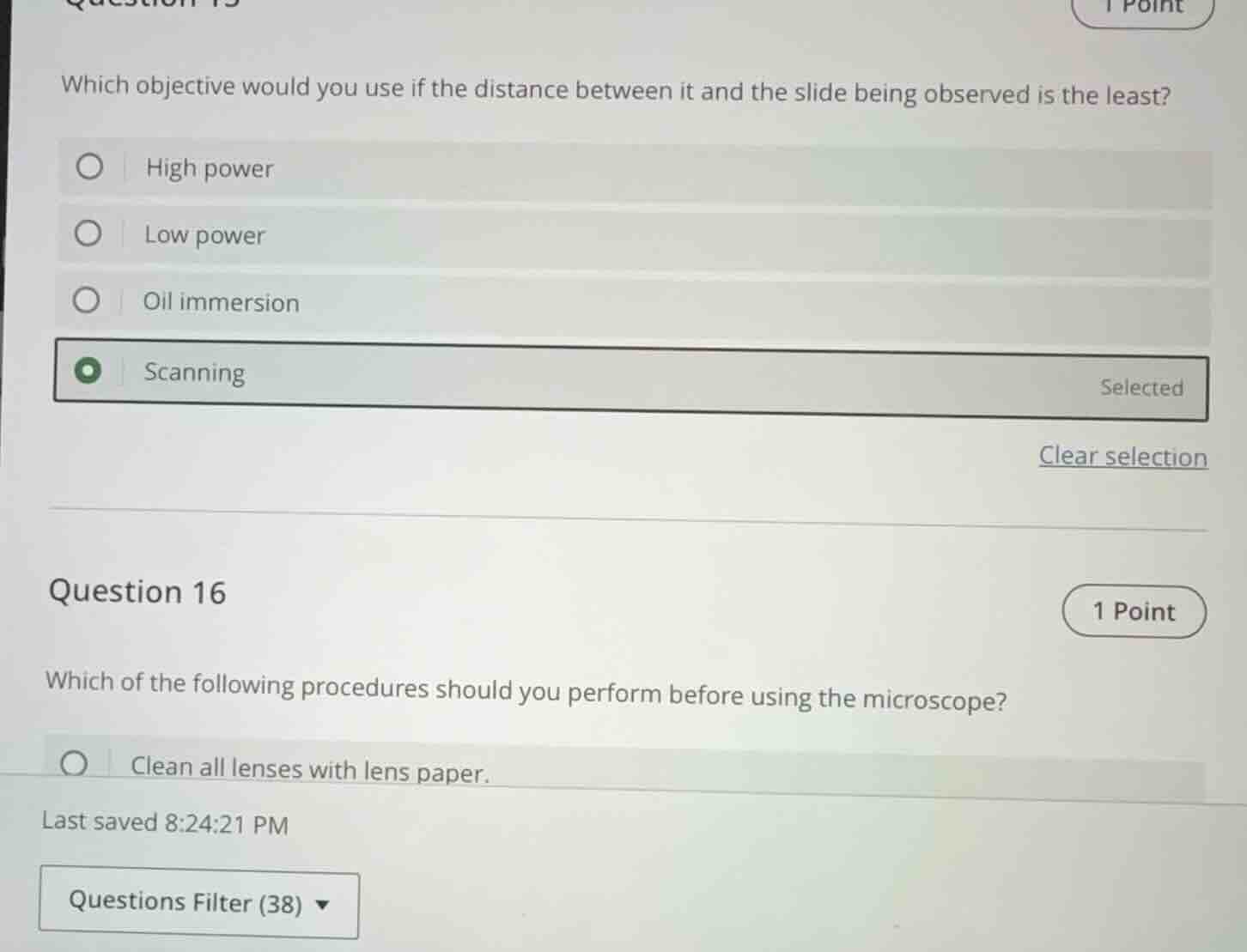 question 15 1 point which objective would you use if the distance betwe…