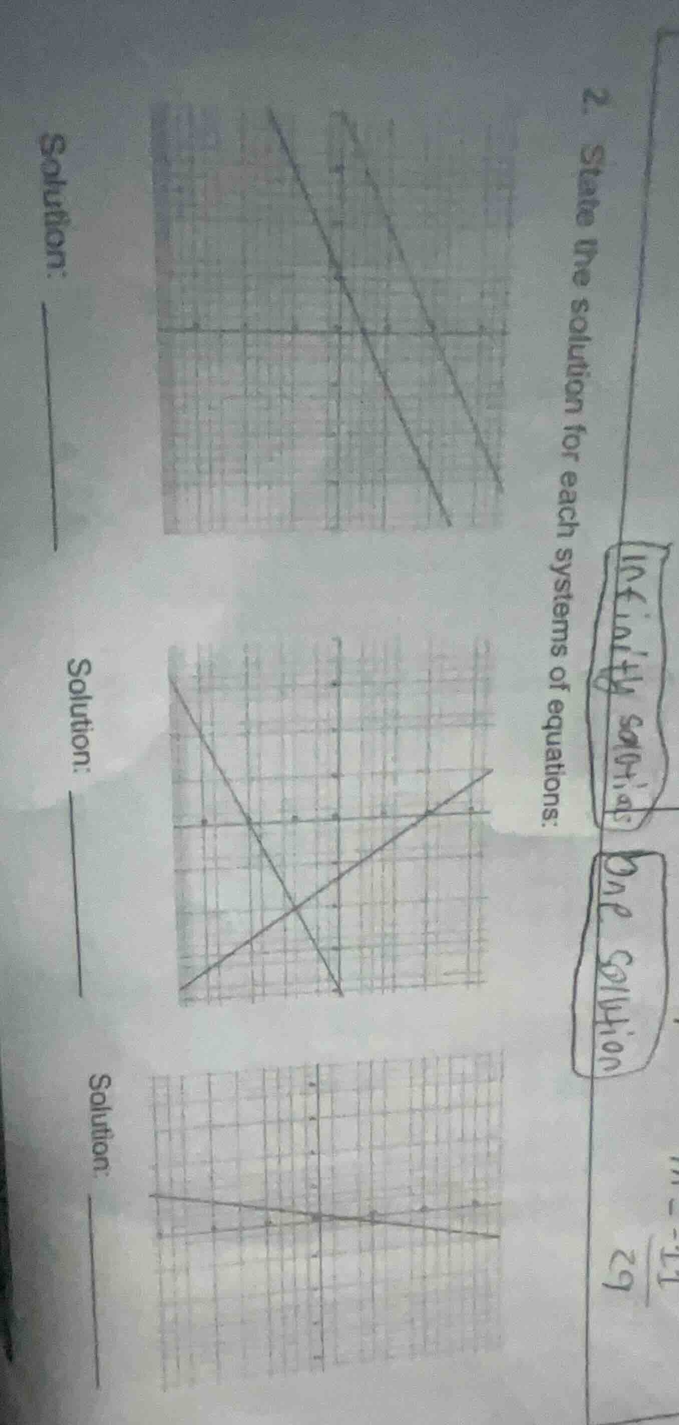 2. state the solution for each systems of equations. solution: solution…