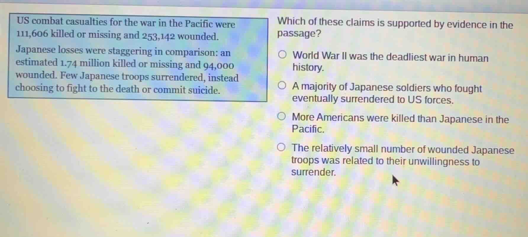 us combat casualties for the war in the pacific were 111,606 killed or …