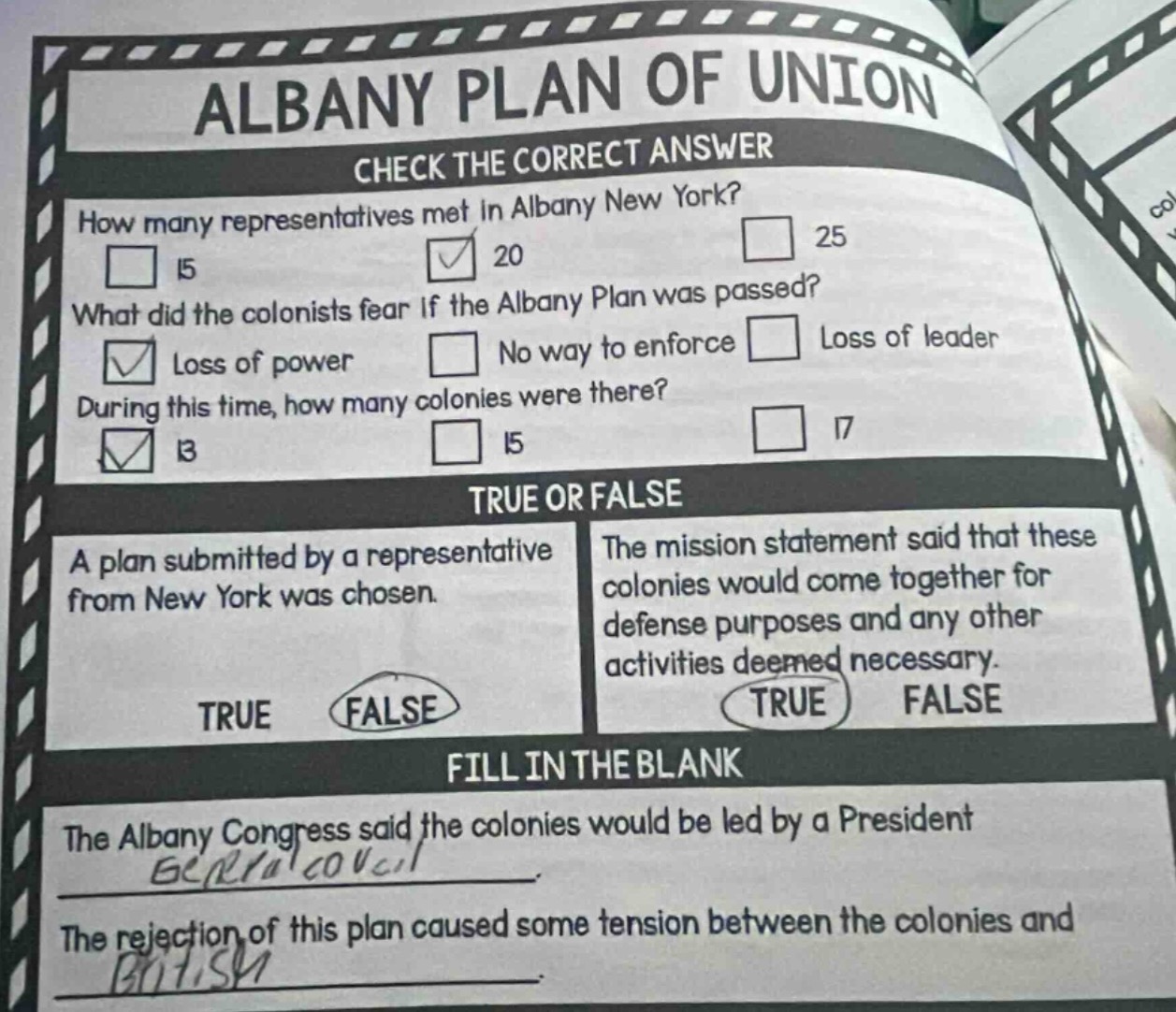 albany plan of union check the correct answer how many representatives …