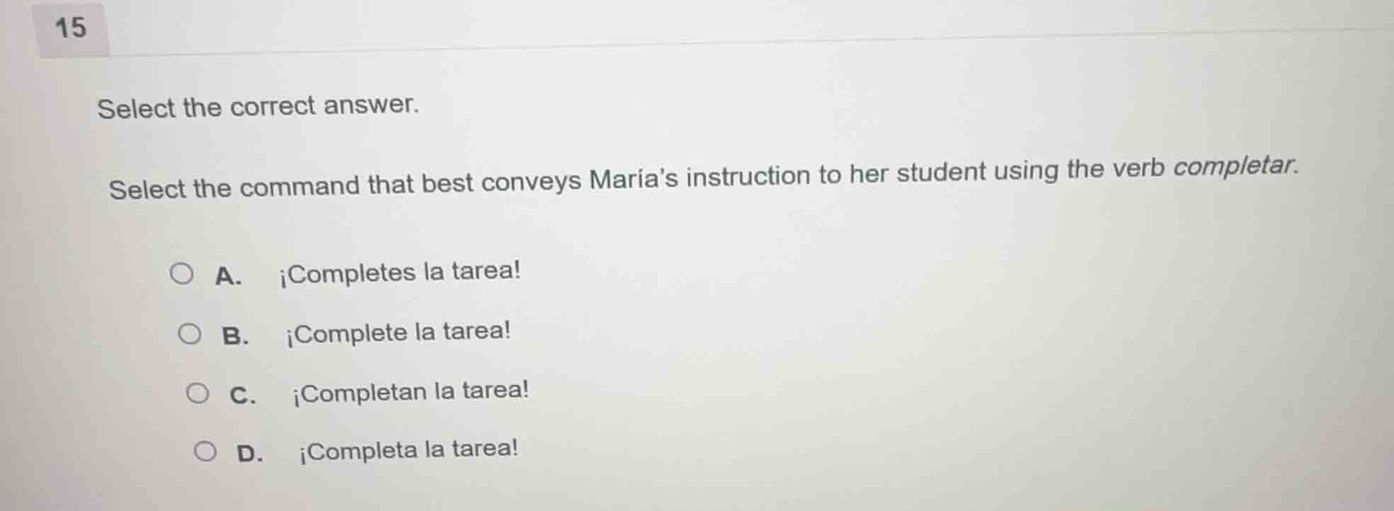 15 select the correct answer. select the command that best conveys mari…
