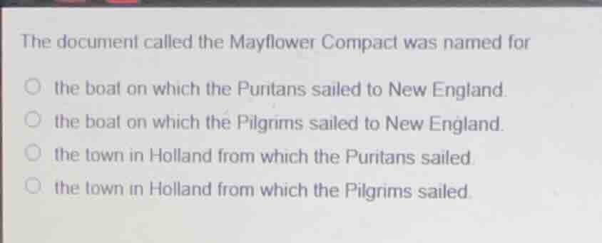 the document called the mayflower compact was named for the boat on whi…