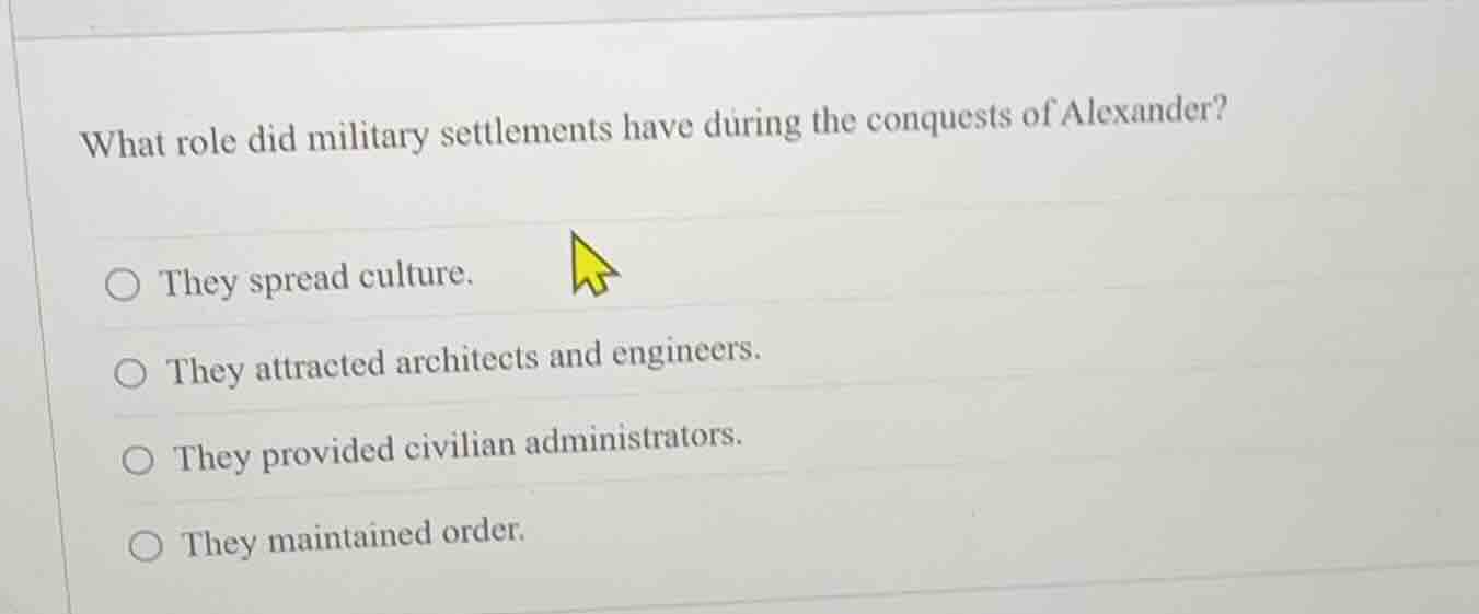 what role did military settlements have during the conquests of alexand…