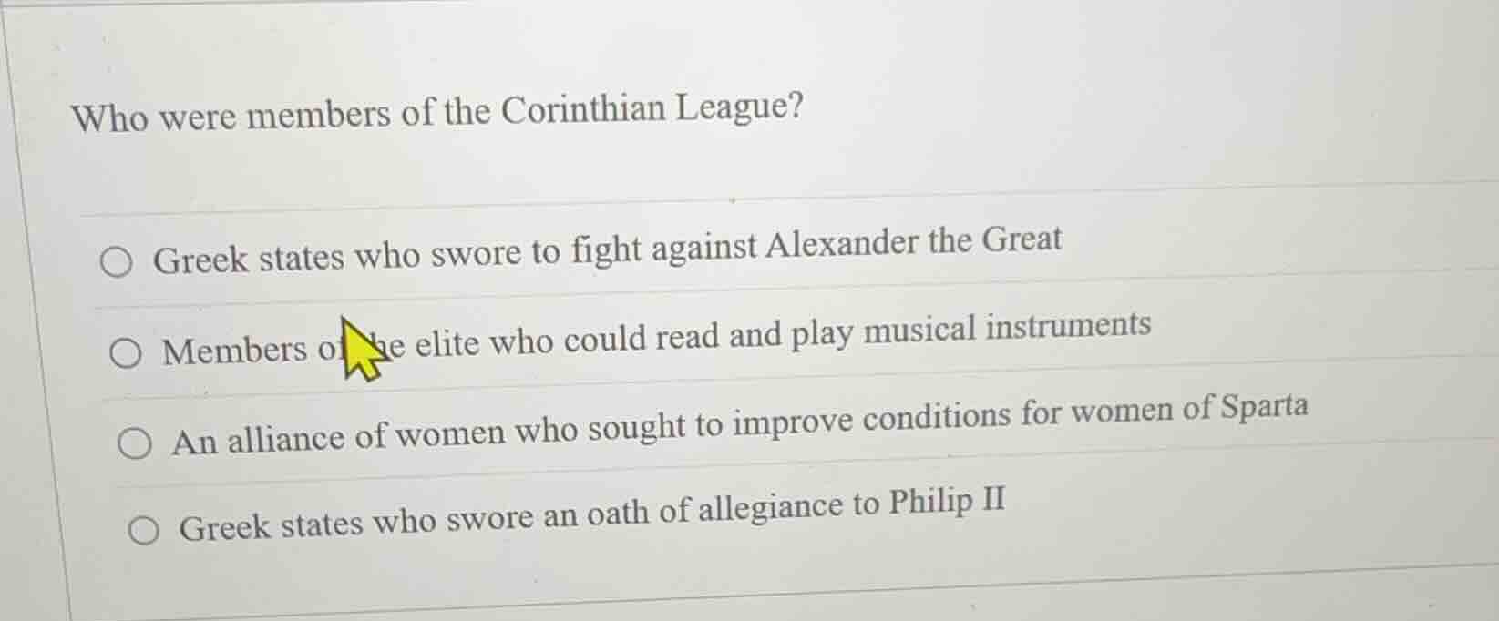 who were members of the corinthian league? ○ greek states who swore to …