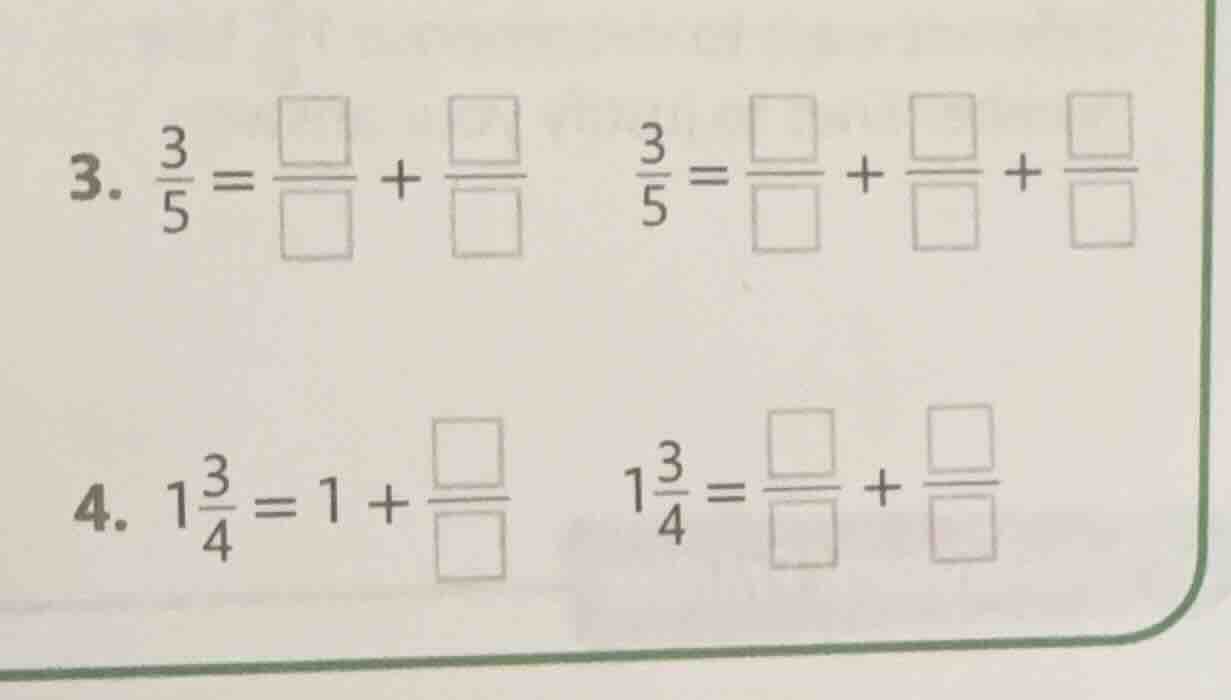 3. \\(\\frac{3}{5}=\\frac{\\square}{\\square}+\\frac{\\square}{\\square…