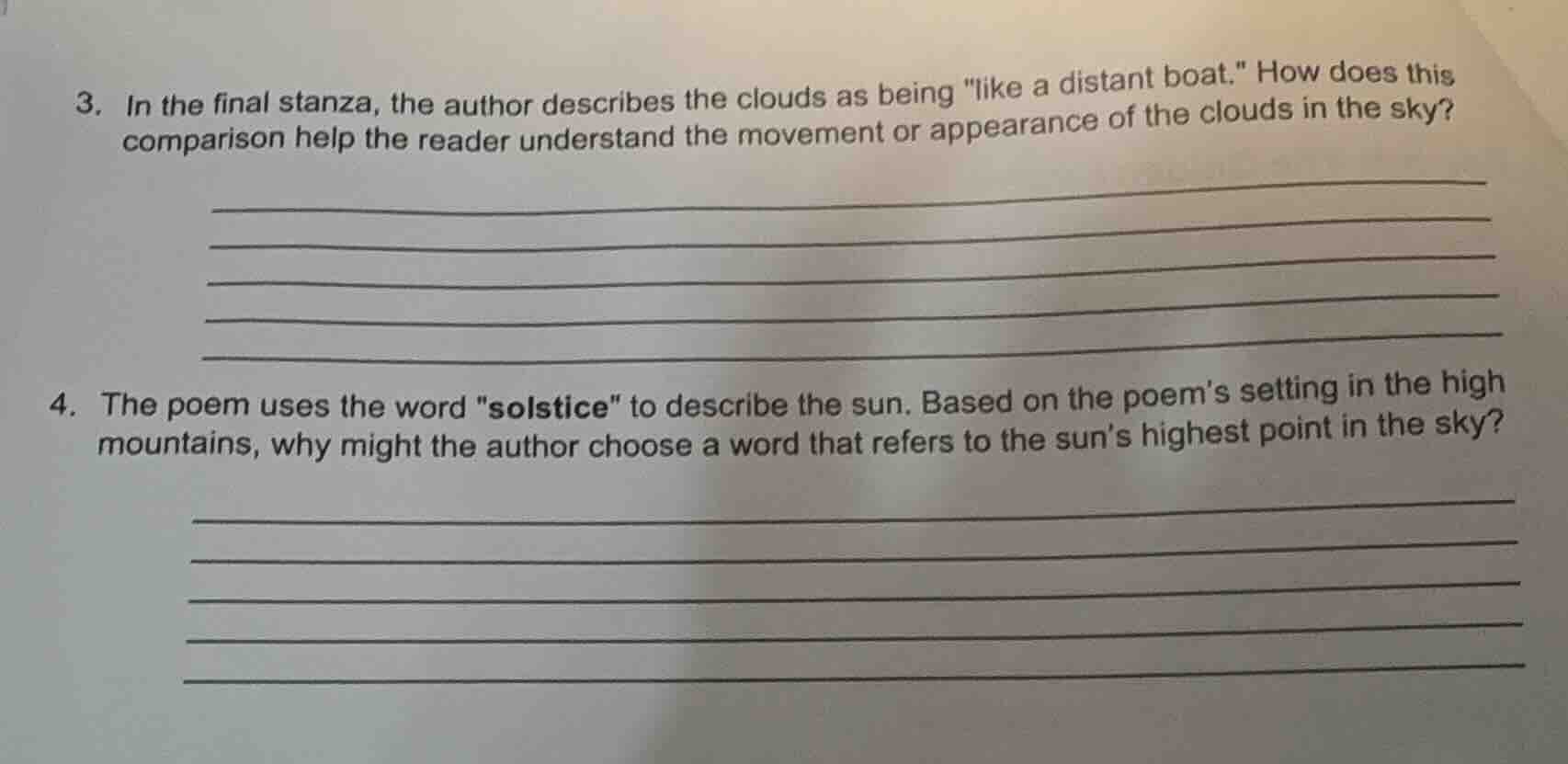 3. in the final stanza, the author describes the clouds as being \like …
