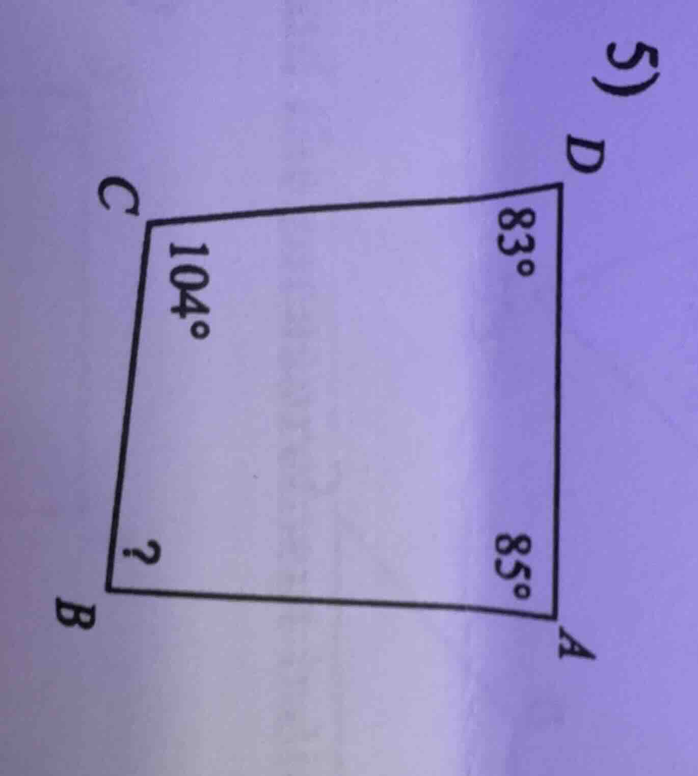 in the quadrilateral abcd, angle at a is 85°, angle at d is 83°, angle …