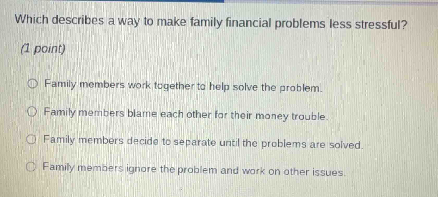 which describes a way to make family financial problems less stressful?…
