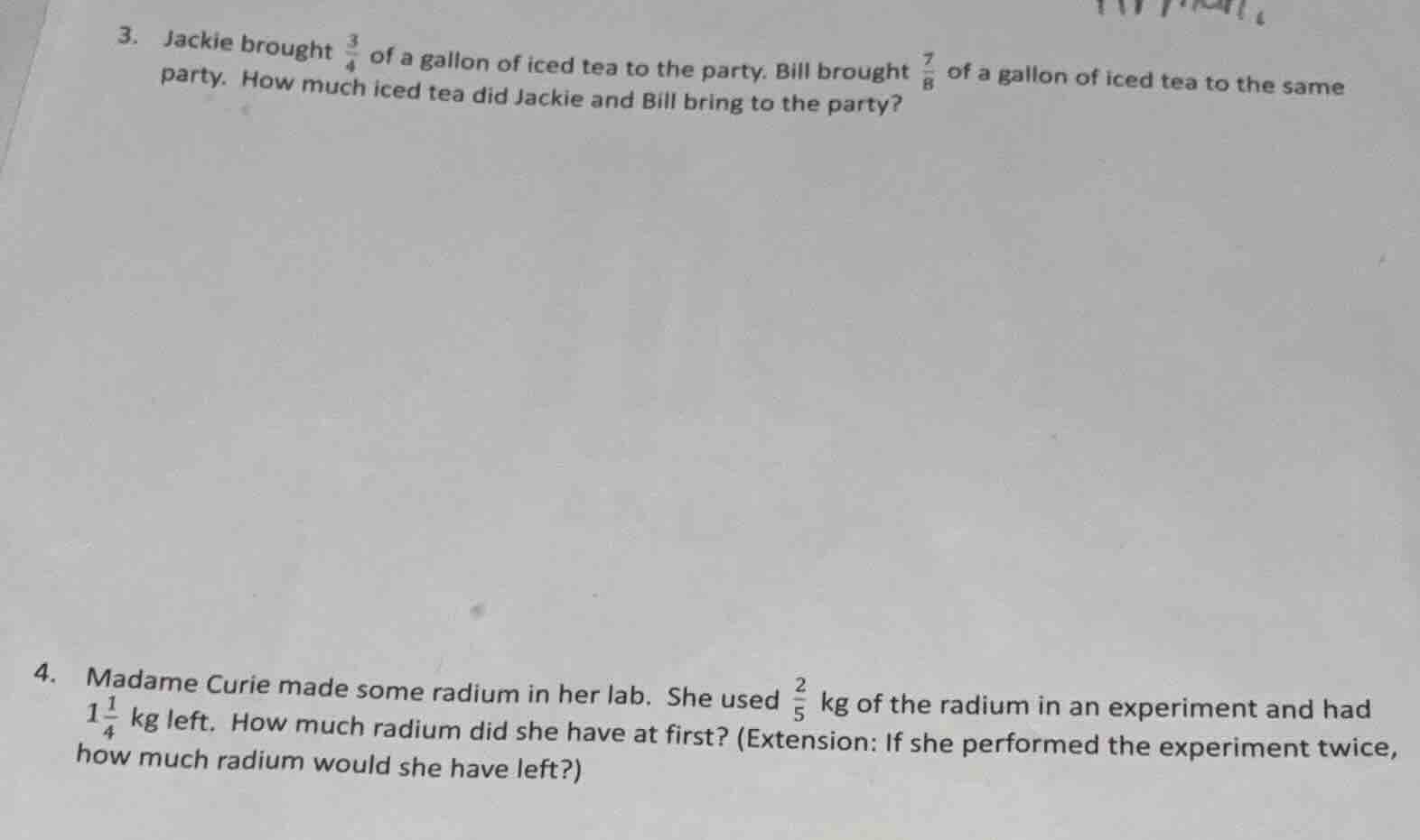 3. jackie brought \\(\\frac{3}{4}\\) of a gallon of iced tea to the par…