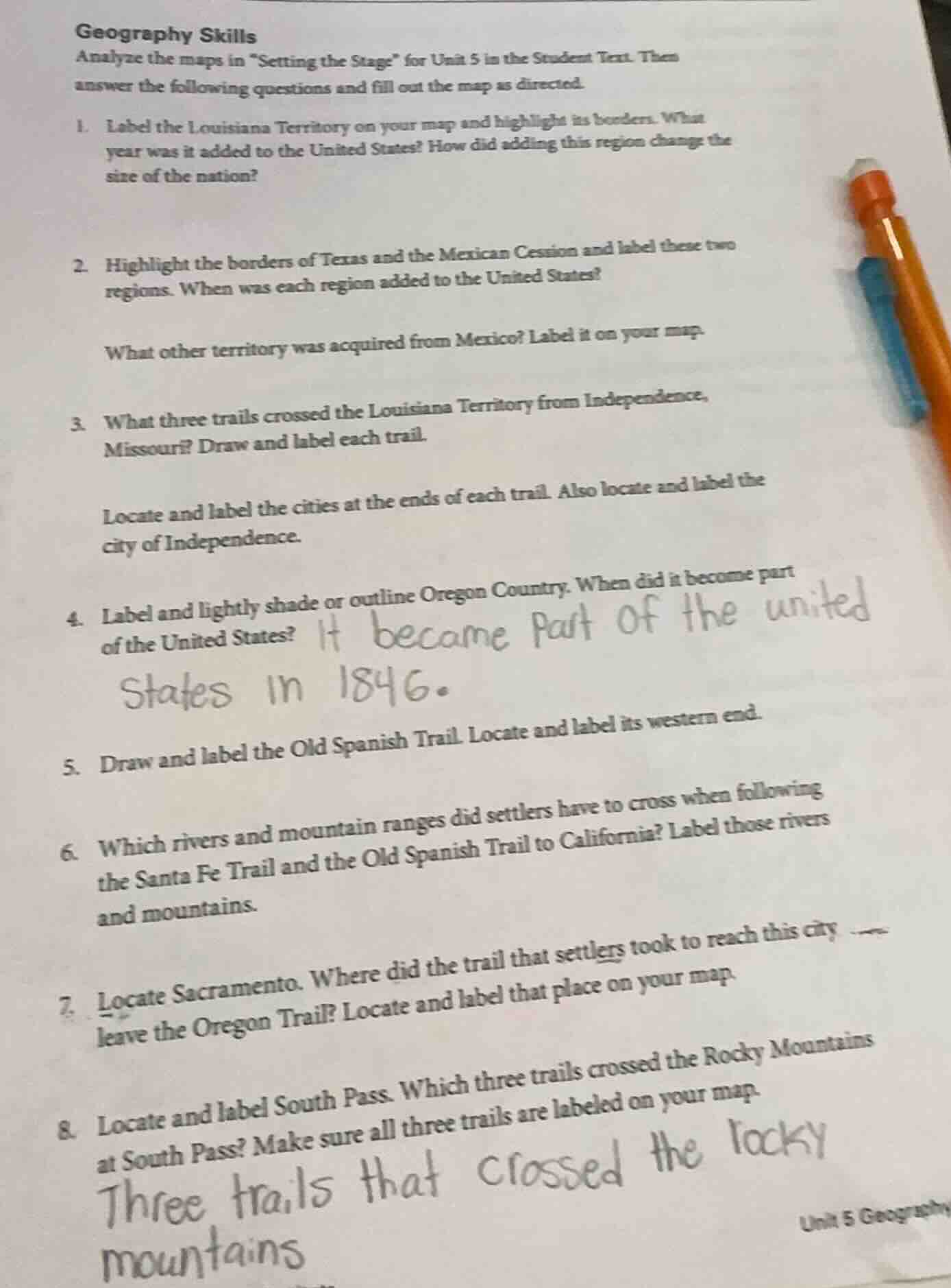 geography skills analyze the maps in \setting the stage\ for unit 5 in …