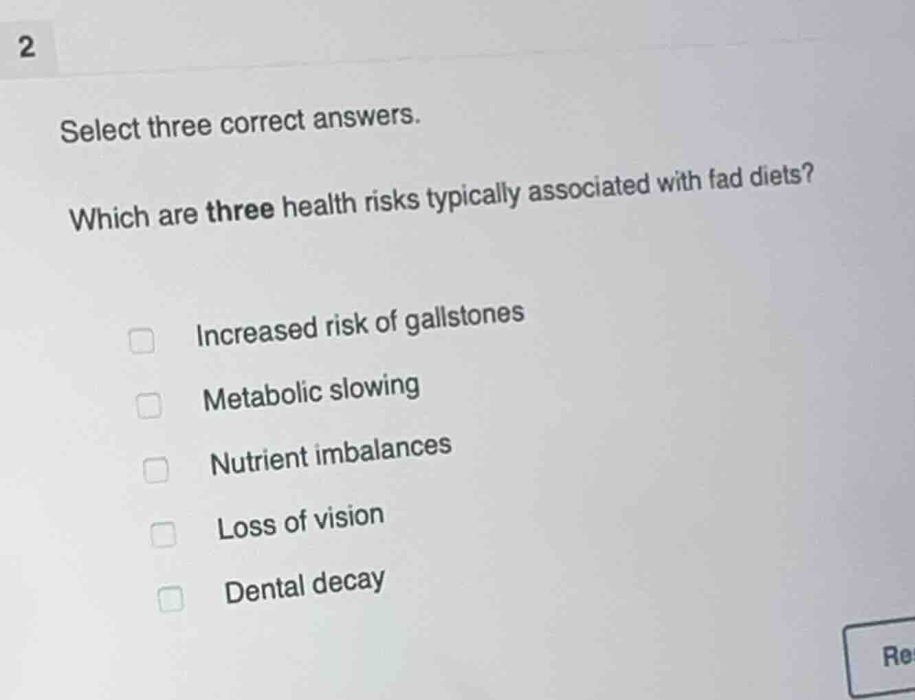 2 select three correct answers. which are three health risks typically …