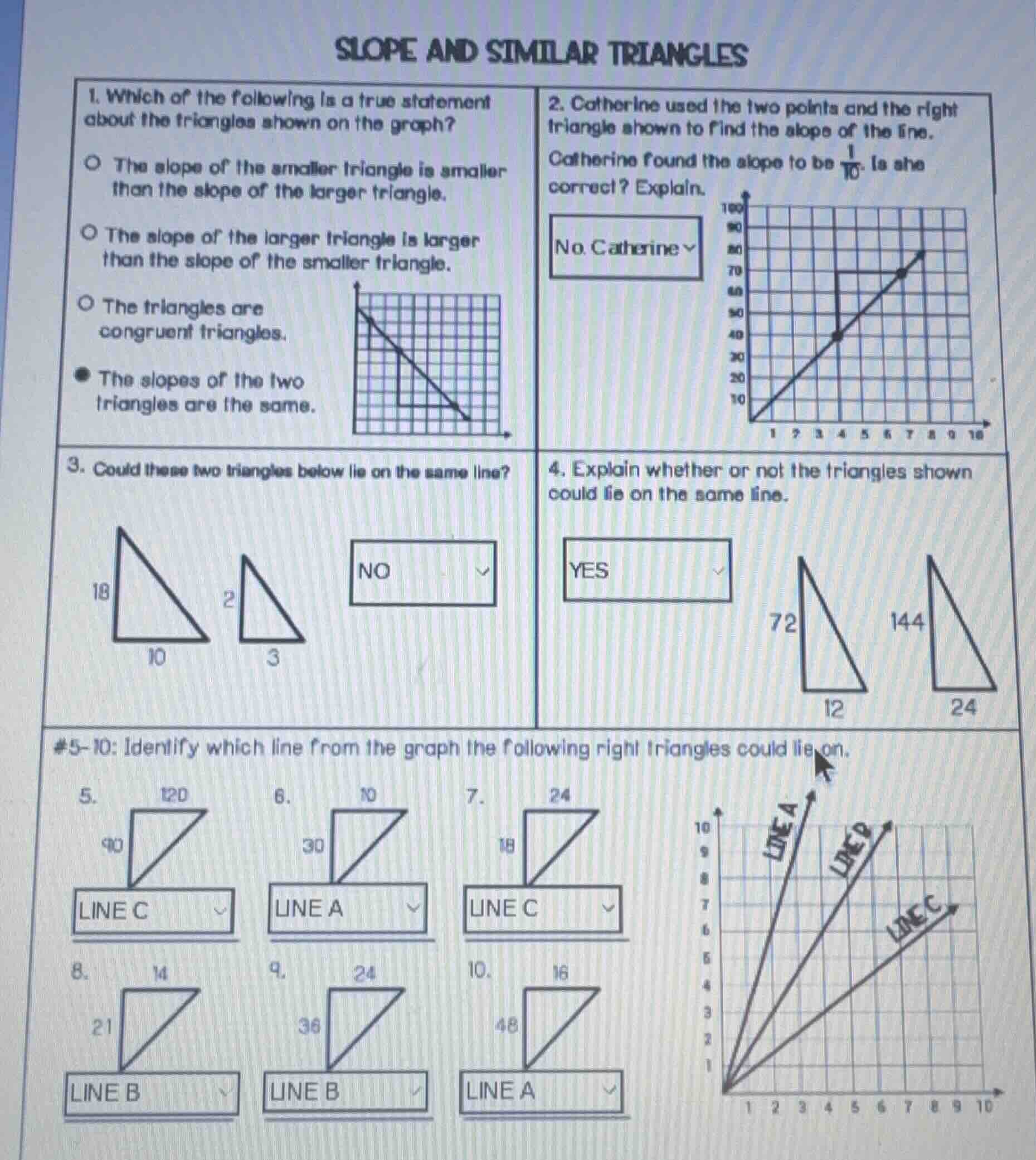 slope and similar triangles 1. which of the following is a true stateme…