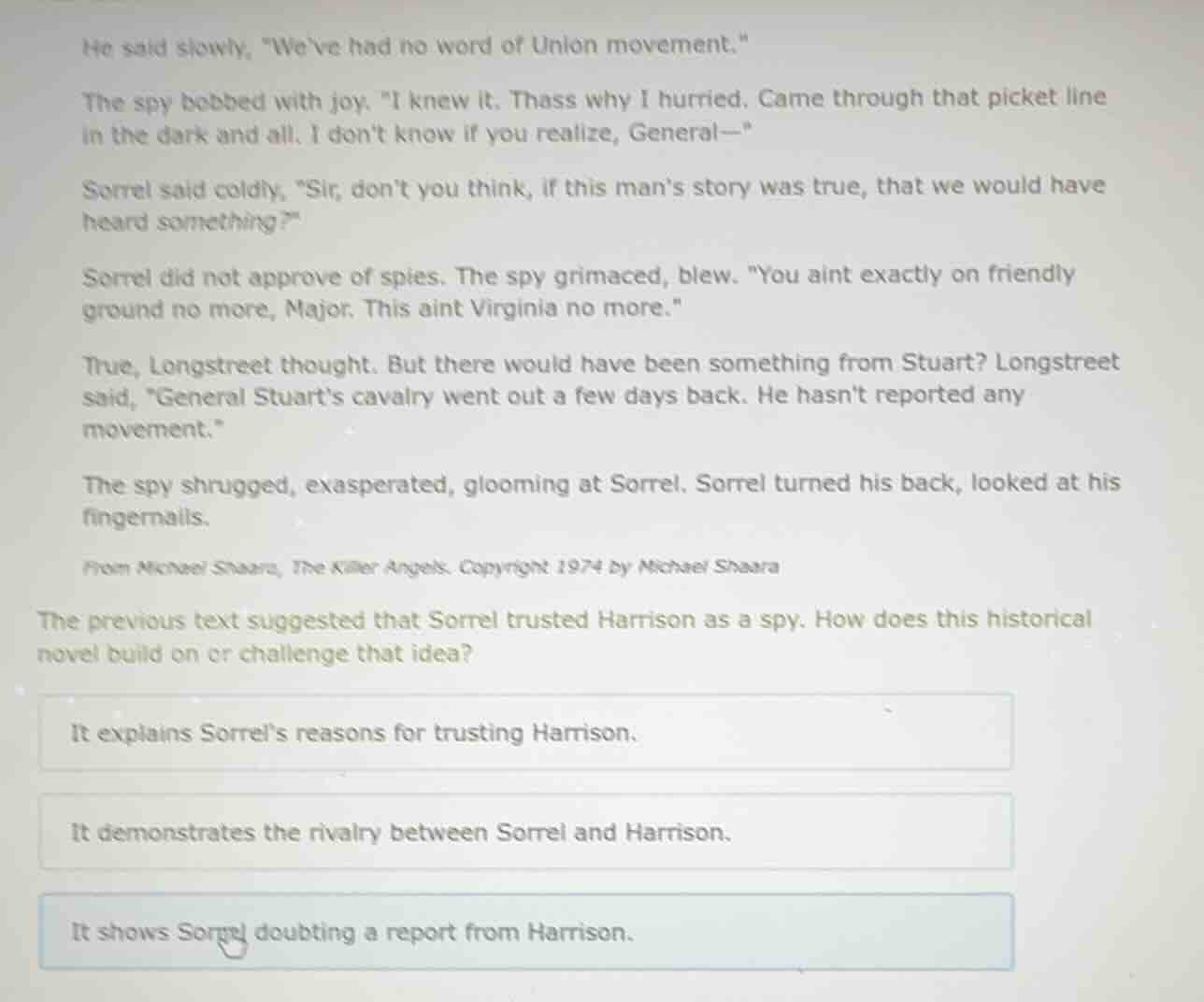 he said slowly, \weve had no word of union movement.\ the spy bobbed wi…