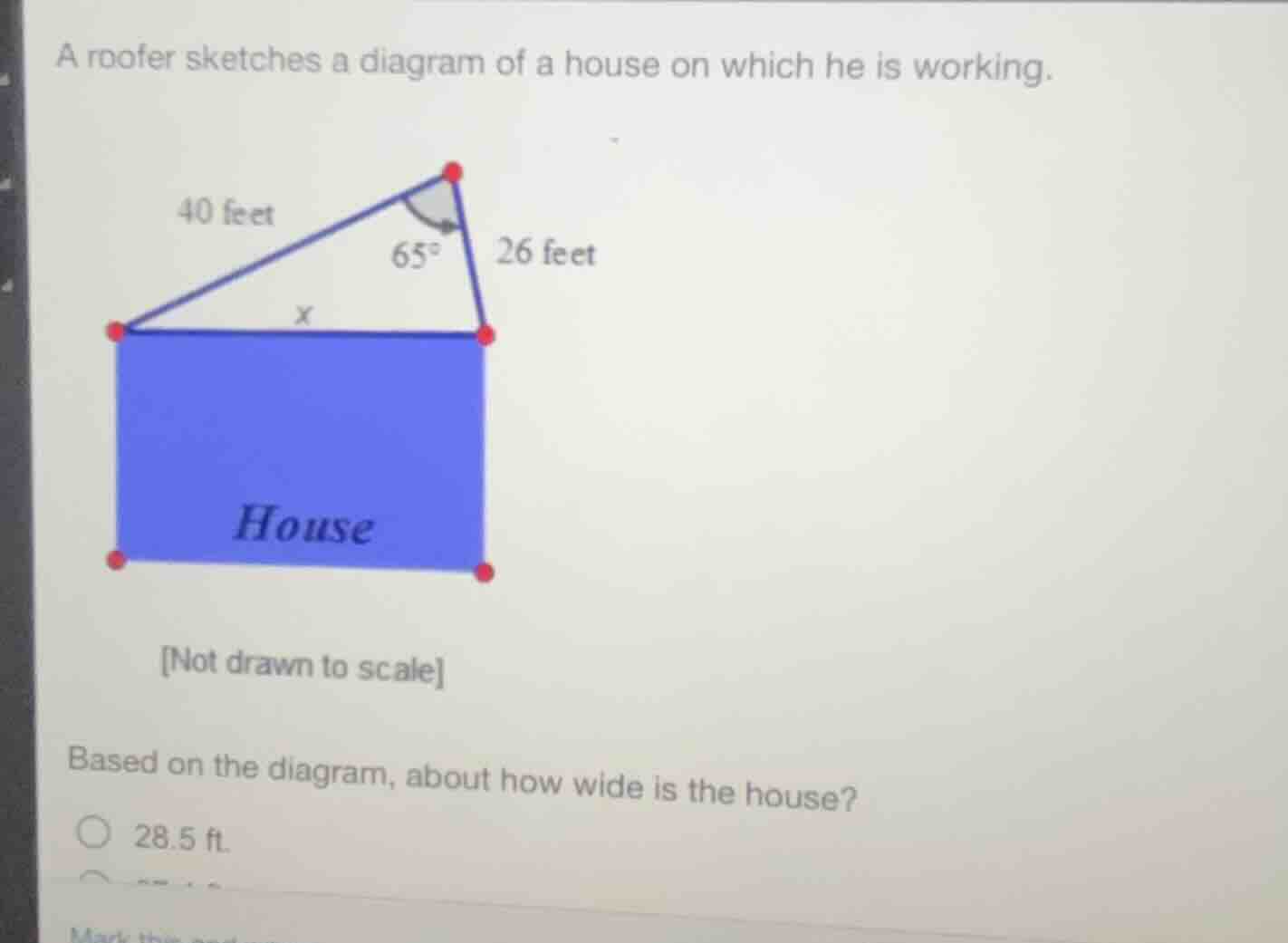 a roofer sketches a diagram of a house on which he is working. diagram …