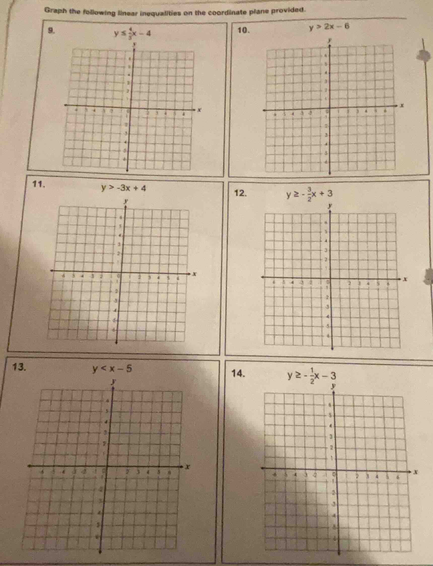 graph the following linear inequalities on the coordinate plane provide…