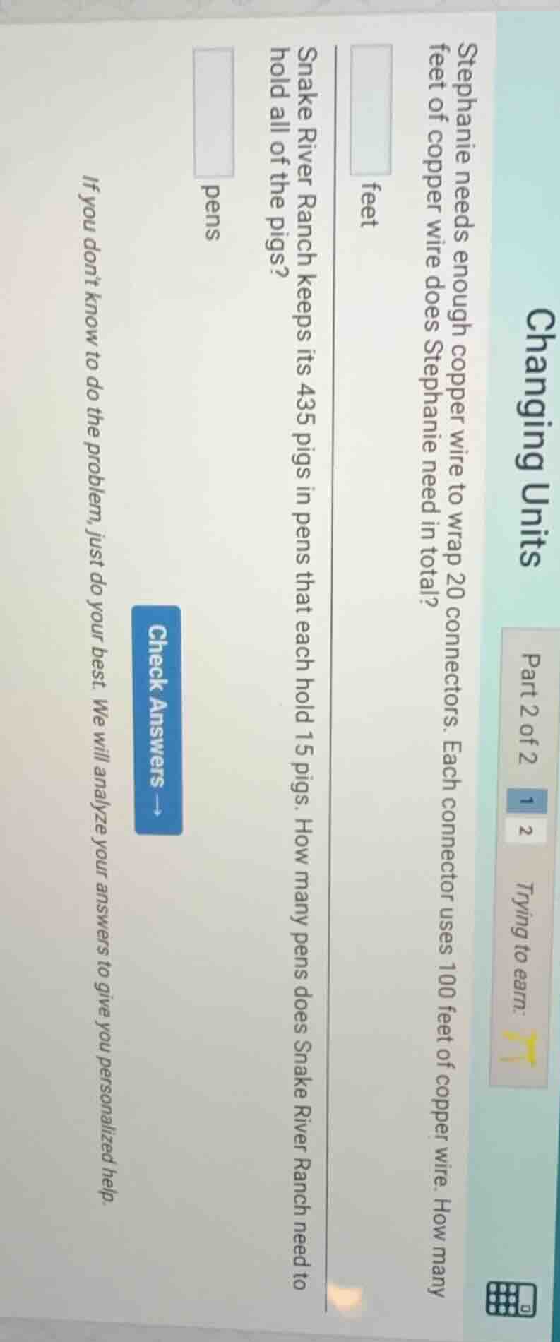 changing units part 2 of 2 1 2 trying to earn: stephanie needs enough c…