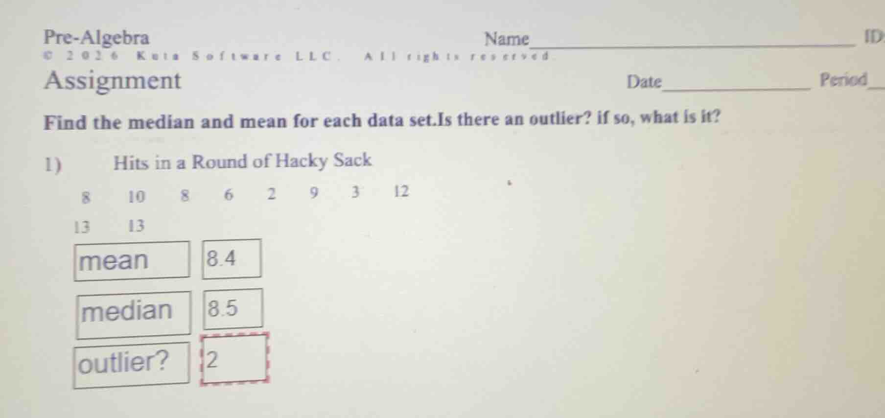 pre - algebra © 2026 kuta software llc. all rights reserved. assignment…
