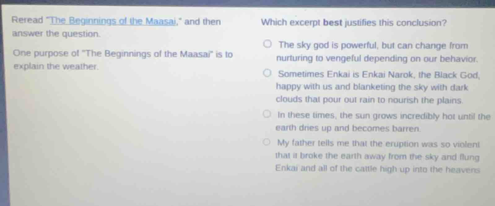 reread \the beginnings of the maasai,\ and then answer the question. on…
