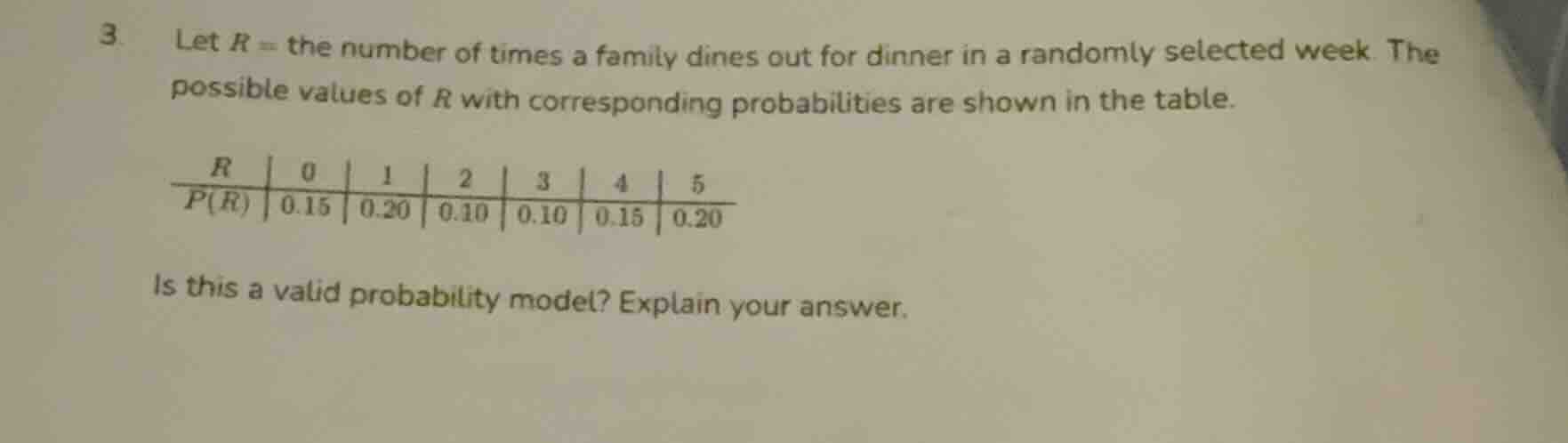 3. let r = the number of times a family dines out for dinner in a rando…