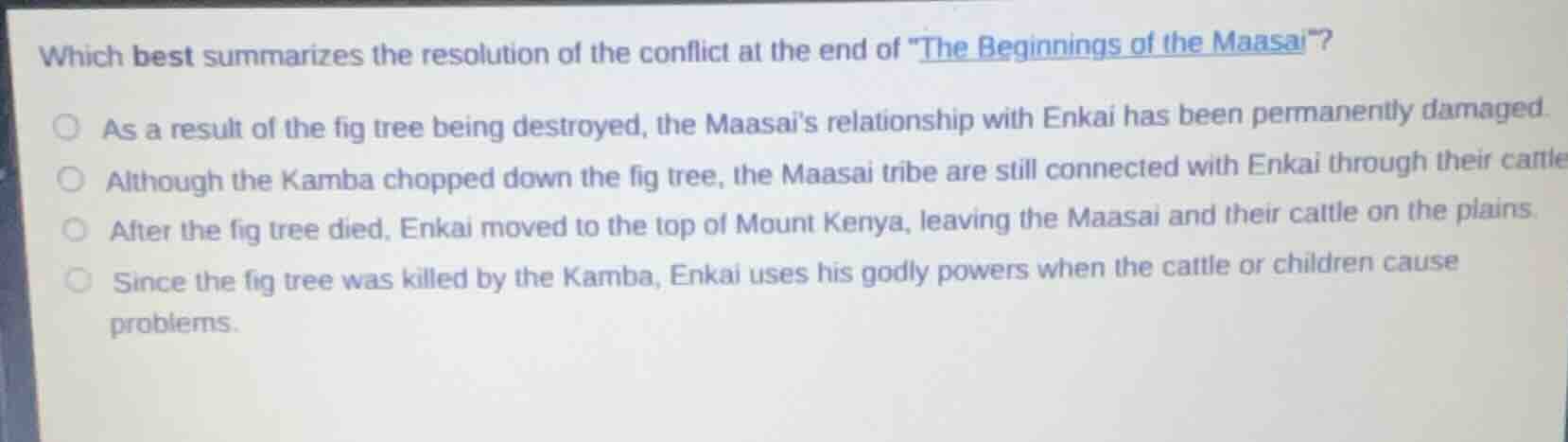 which best summarizes the resolution of the conflict at the end of \the…