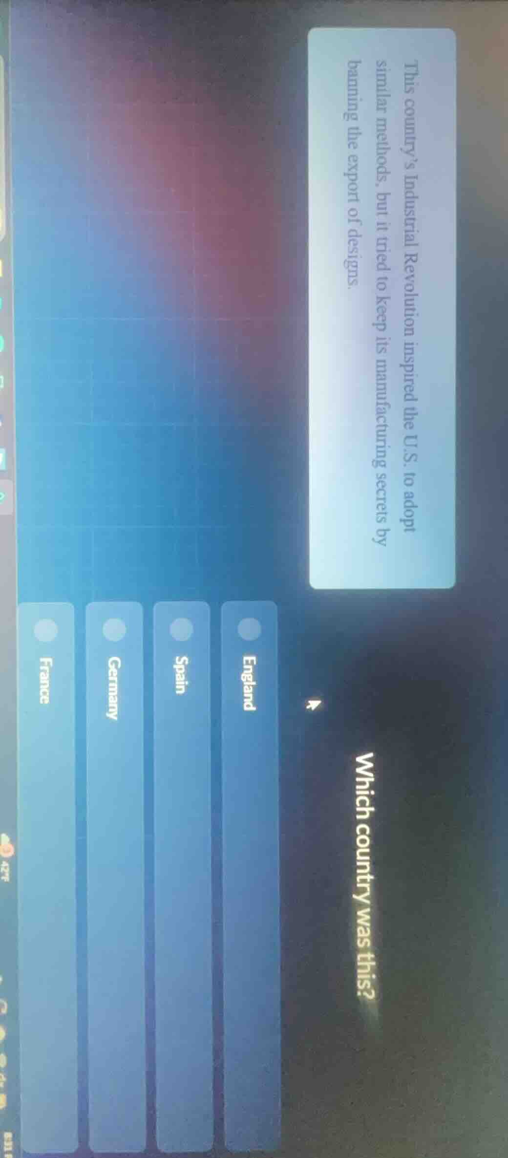 this country’s industrial revolution inspired the u.s. to adopt similar…