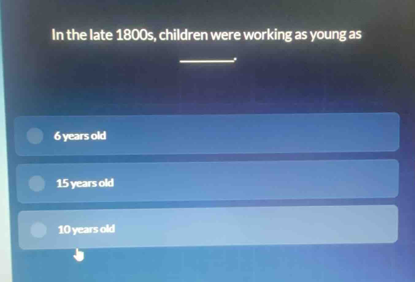 in the late 1800s, children were working as young as ______. 6 years ol…