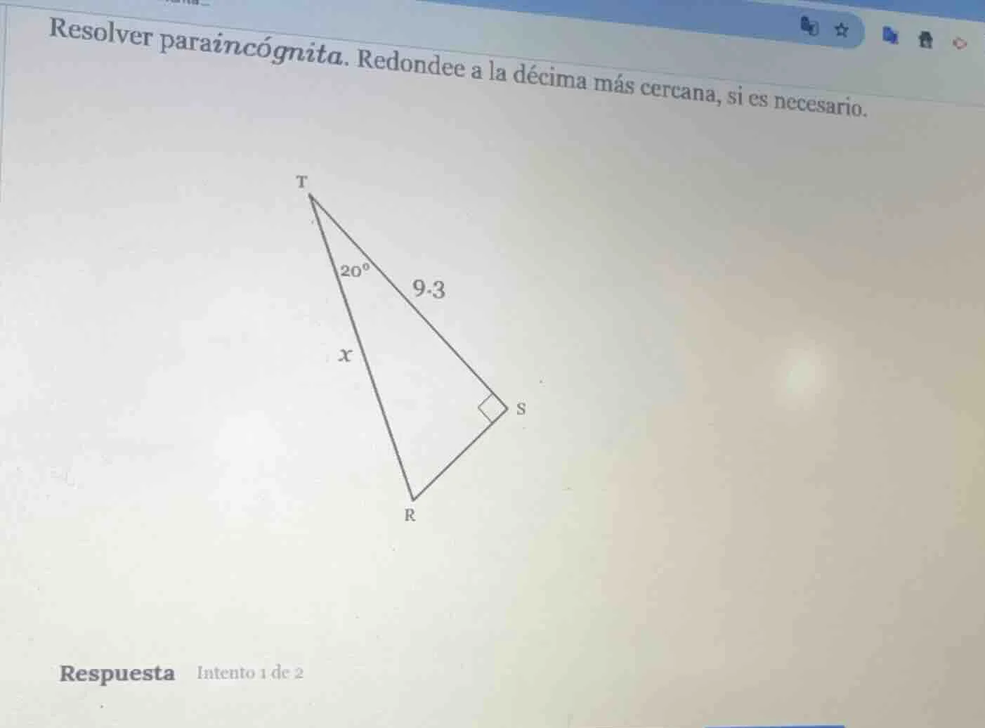 resolver para incógnita. redondee a la décima más cercana, si es necesa…