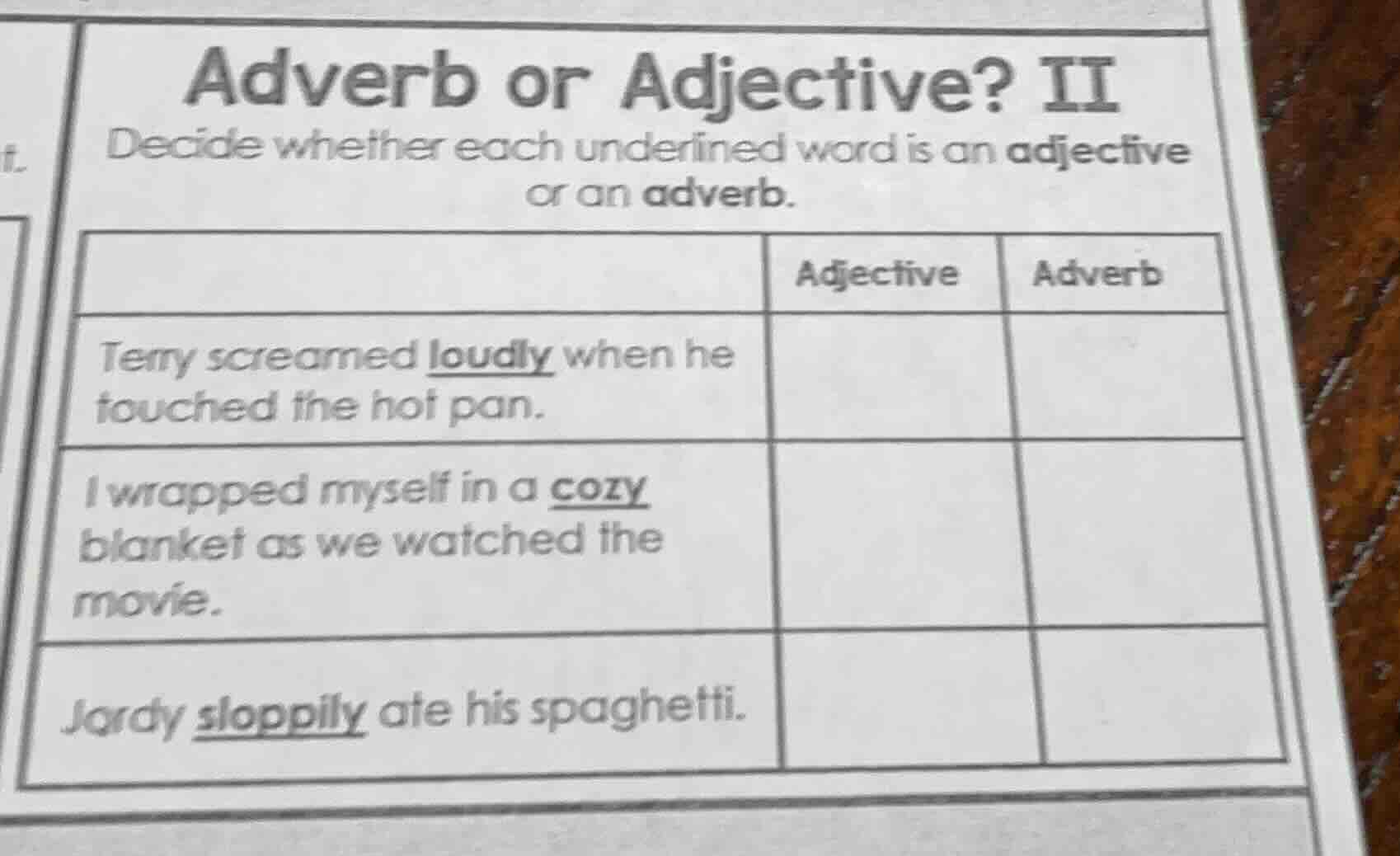 adverb or adjective? ii decide whether each underlined word is an adjec…