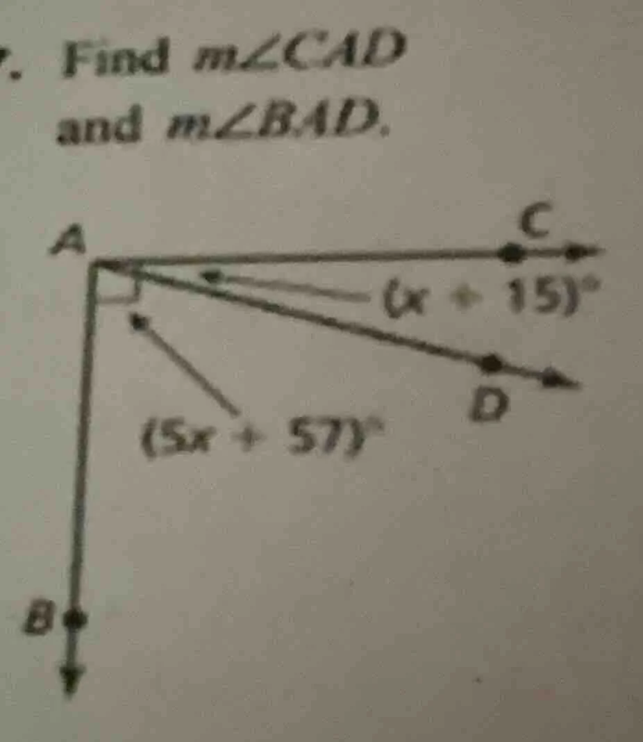 find ( mangle cad ) and ( mangle bad ). there is a diagram with point a…