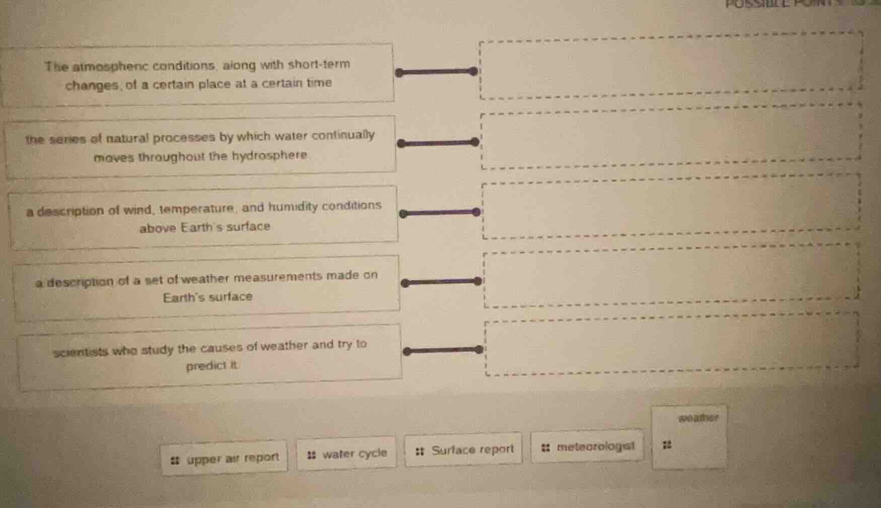 the atmospheric conditions, along with short - term changes, of a certa…