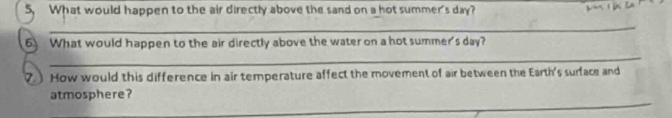 5. what would happen to the air directly above the sand on a hot summer…